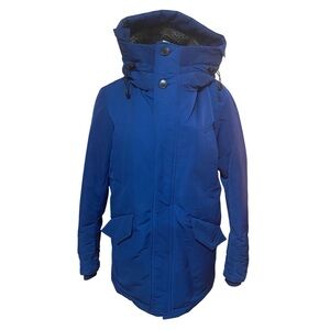 Uniqlo Ultra Warm Hybrid Down Coat Blue Hooded Winter Coat Size S